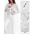 thumbnail image 5 of FEOYA Lightweight Bomber Jacket Women Mesh Ladies Summer Sheer Cropped Long Sleeve Jacket Zipper Up With Pocket L White, 5 of 7