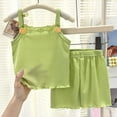 thumbnail image 2 of CAICJ98 Toddler Baby Summer Clothes Girl 3 6 12 18 Months 2T 3T 4T 5T Girls Outfits Cute Dinosaur Tank Tops+Shorts Outfits Lightweight Elastic Cotton Short Sets (Green,4-5 Years), 2 of 4