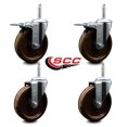 thumbnail image 2 of 5 Inch High Temp Phenolic 5/8 Inch Stem Caster Set 2 Total Lock Brakes, 2 of 2