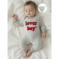 thumbnail image 6 of BemeyourBBs Newborn Baby Valentines Day Outfit Lover Boys Jumpsuit Long Sleeve Crewneck Striped Embroidery Romper Hat Set Spring Clothes, 6 of 9