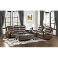 thumbnail image 2 of Pemberly Row Traditional Microfiber Double Glider Reclining Loveseat in Brown, 2 of 9