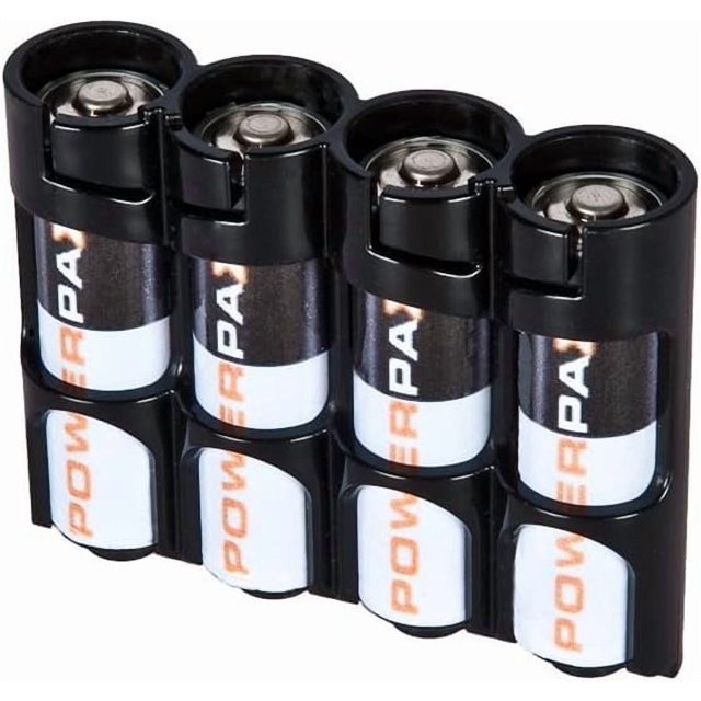 AA Battery Storage Caddy by Storacell, Black, Holds 4 Batteries (Not Included)