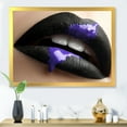 thumbnail image 3 of Designart 'Woman Lips With Black Lipstick & Purple Paint' Modern Framed Art Print, 3 of 4