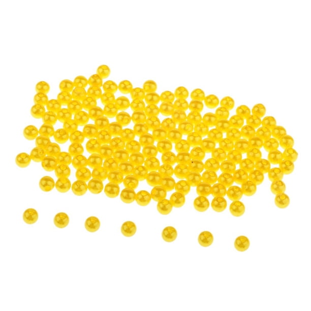 150 cuentas de plástico para pesca de carpas marinas, anzuelos y líneas. Amarillo 5mm