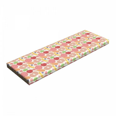 Fruit Bench Pad, Healthy Snacks Fruits and Vegetables Theme Pomegranate Banana Carrot Fig Pattern, HR Foam Cushion with Decorative Fabric Cover, 45" x 15" x 2", Multicolor, by Ambesonne