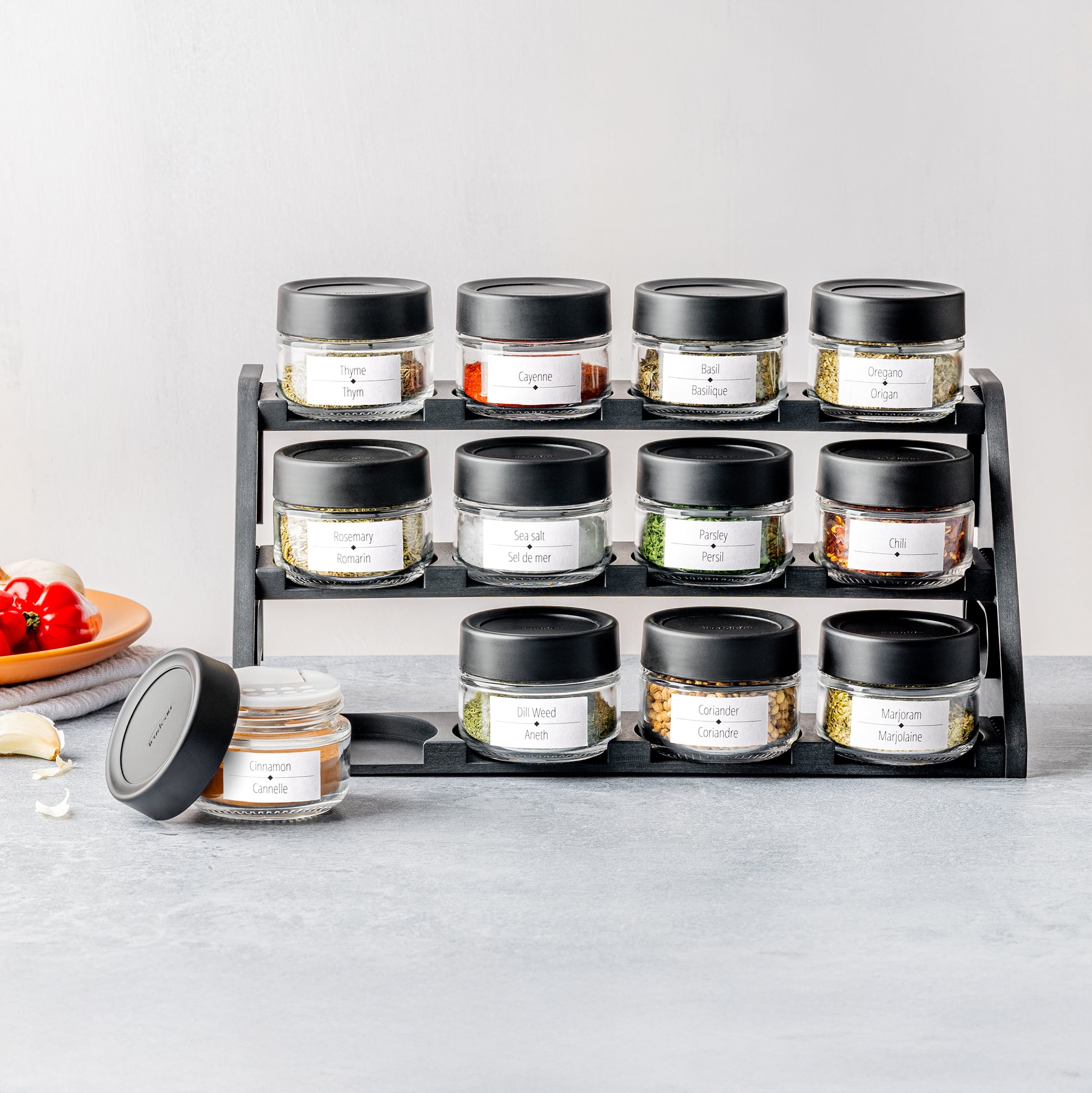 Trudeau STAK Rack à épice Modulaire - 12 Bouteille Verre, Rempli