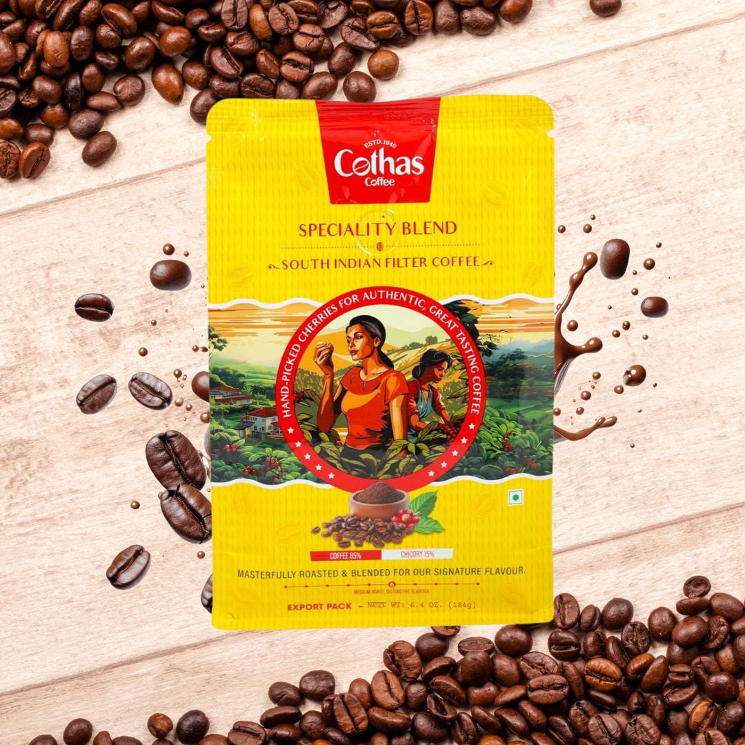 Cothas Coffee Speciality Blend Medium Roast Ground Coffee, 184g, pack of 8