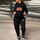 thumbnail image 2 of Gibobby Conjunto de sudadera para mujer Sudadera informal con estampado de para mujer, traje deportivo de dos piezas con múltiples bolsillos(Negro,XL), 2 of 5
