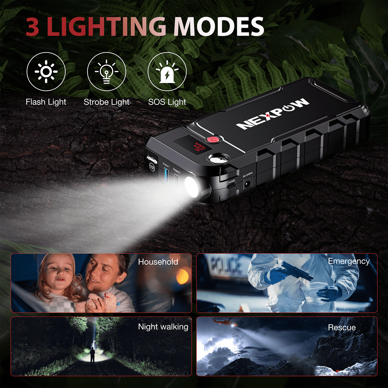 NEXPOW Battery Jump Starter - 3000A Peak 23800mAH Car Jump Starter (up to 9.0L Gas or 8.5L Diesel Engine) - 12V Portable Battery Booster with LCD Display