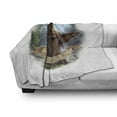 thumbnail image 3 of Bear Soft Flannel Fleece Blanket, Angry Mammal Carnivore Attacking Wilderness Forest Realistic Illustration, Cozy Plush for Indoor and Outdoor Use, 60" x 80", Brown Green Pale Blue, by Ambesonne, 3 of 6