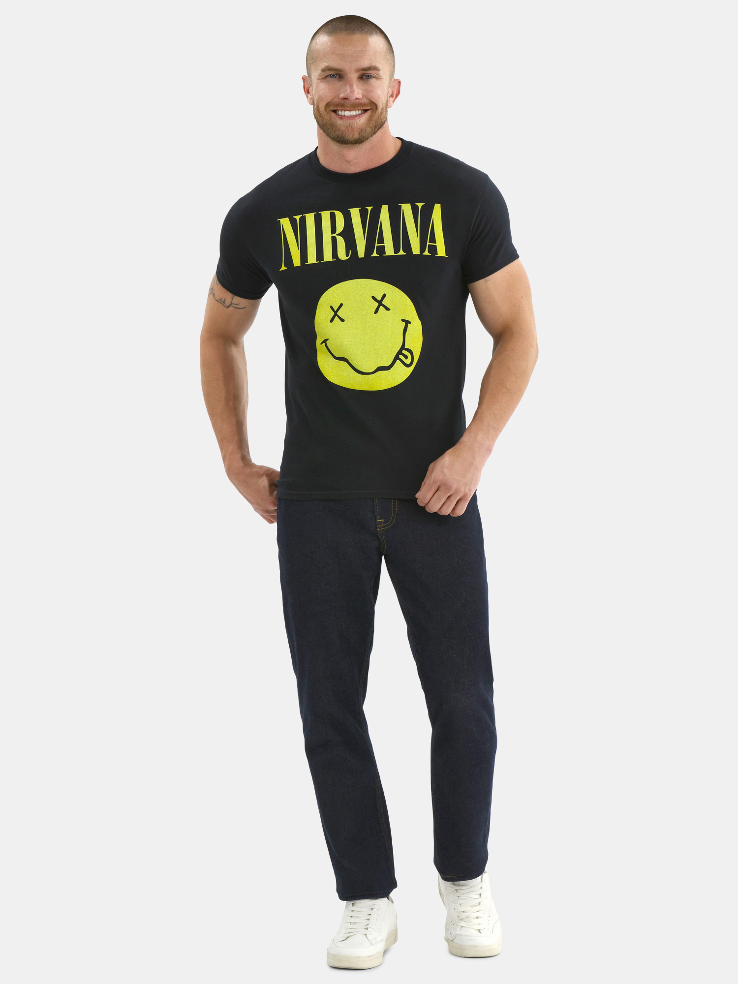 Nirvana Men's Smiley Logo Graphic T-Shirt photo 2
