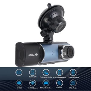 Dash Cam, 2.7 Écran de pouce 3 Cam avant et arrière de l'objectif WiFi pour la voiture