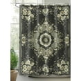 thumbnail image 3 of Black Green Floral Bathroom Curtain 96 Inch Shower Curtain with Hooks, Traditional Ethnic Oriental Retro Boho Gray Waterproof Polyester Bath Curtain Washable Bathtub Curtain 72''x 96'', 3 of 6