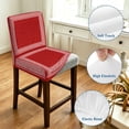 thumbnail image 4 of Red Geometric Bar Stool Cover Set of 6, White Greek Key Design Burlap Modern Art Stretch Bar Chair Cover, Removable Washable Pub Counter Stool Chair Slipcover for Kitchen Dining Room Pub Cafe, 4 of 9