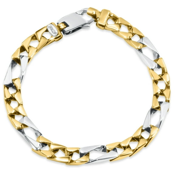 Pompeii Men's Designer Figaro Link 14k Gold (37gram) or Platinum (60gram) 8mm Bracelet