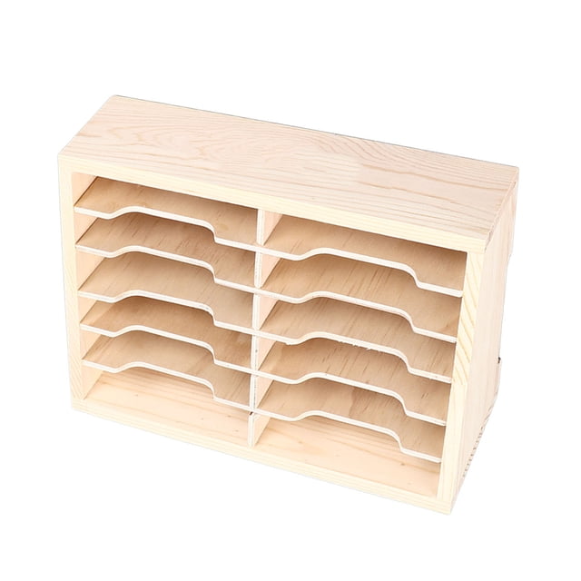 Box Cell Phone Box Storage Case 12 Compartments Tabletop Wooden Holder For Home Classroom
