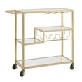 thumbnail image 4 of Chelsea Lane Mirror Glass Top Metal Bar Cart, Champagne Gold, 4 of 9
