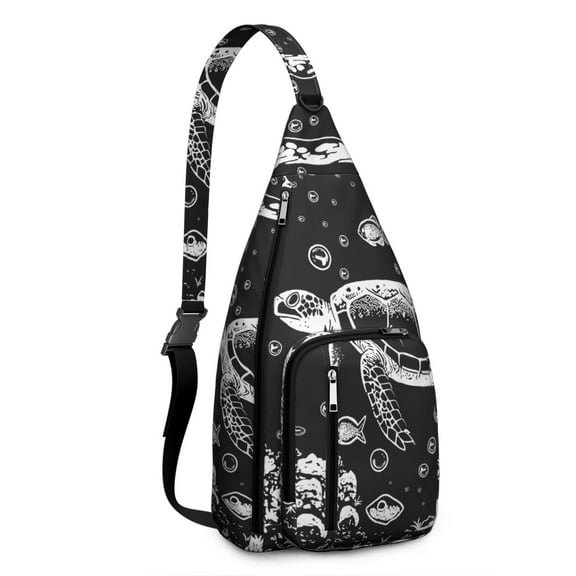 Waterproof Sling Backpack for Women – Lightweight Crossbody Chest Bag with Adjustable Strap for Travel & Outdoor – Hawaiian Sea Turtle Print, Tropical Ocean Marine Life Design