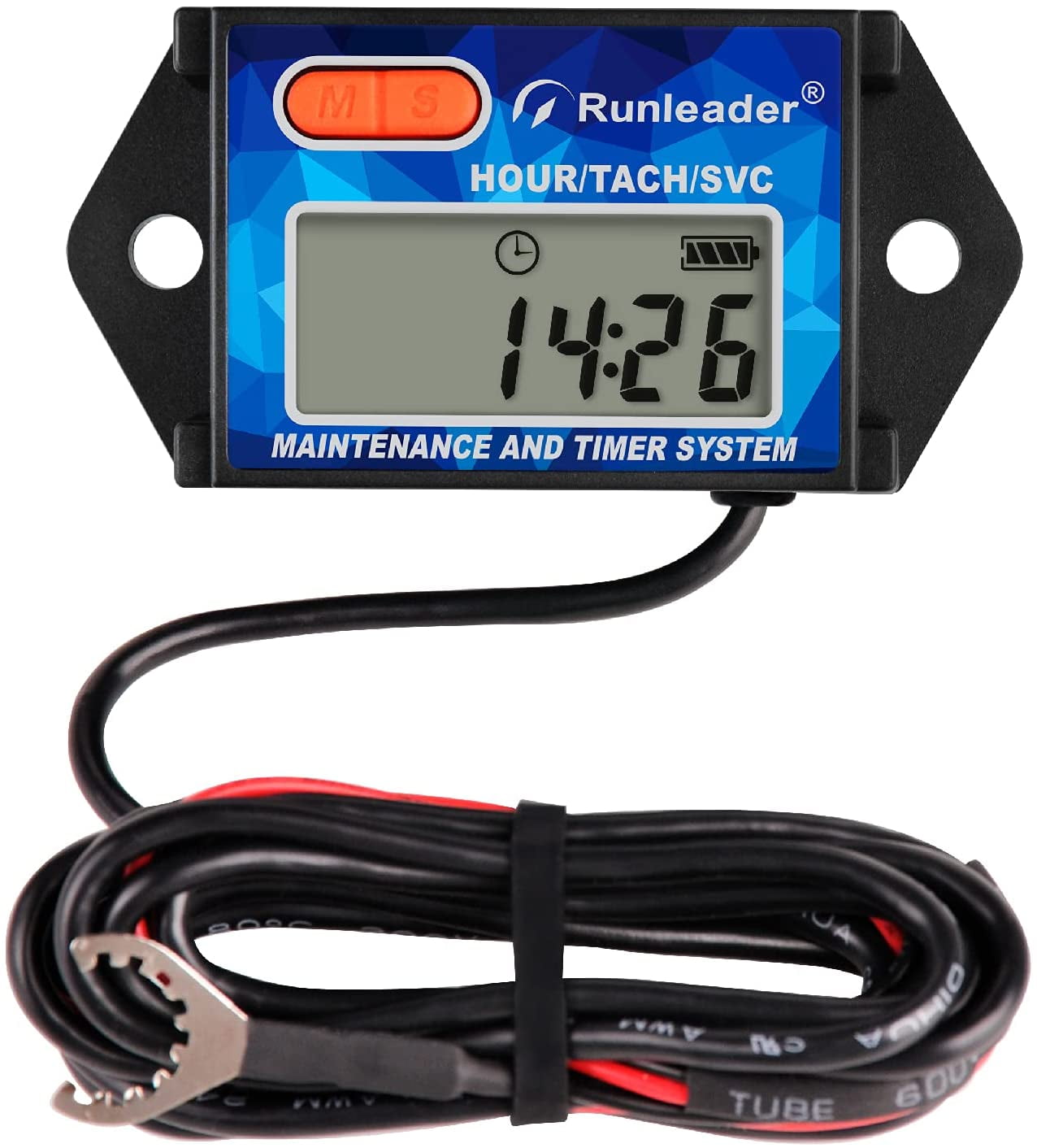 Runleader Self Powered Digital Tach Hour Meter,RPM Alert,Maintenance