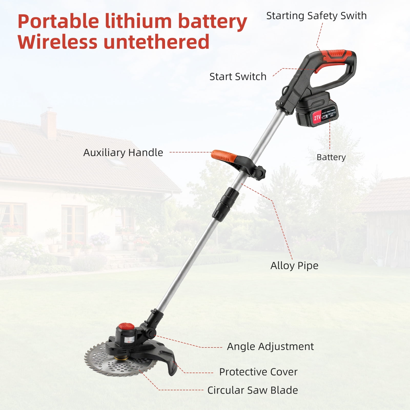 Paddsun Weed Eaters, 21V 650W Cordless Electric Weed Wacker 9-Inch Blades Brushless Grass Trimmer & Edger with 2 Battery String Trimmer for Yard