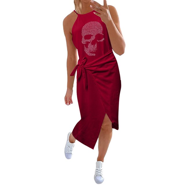 Vestido sin mangas de hombro sexy para mujer Vestido de moda con cuello redondo Vestido de mujer Fridja hj6241