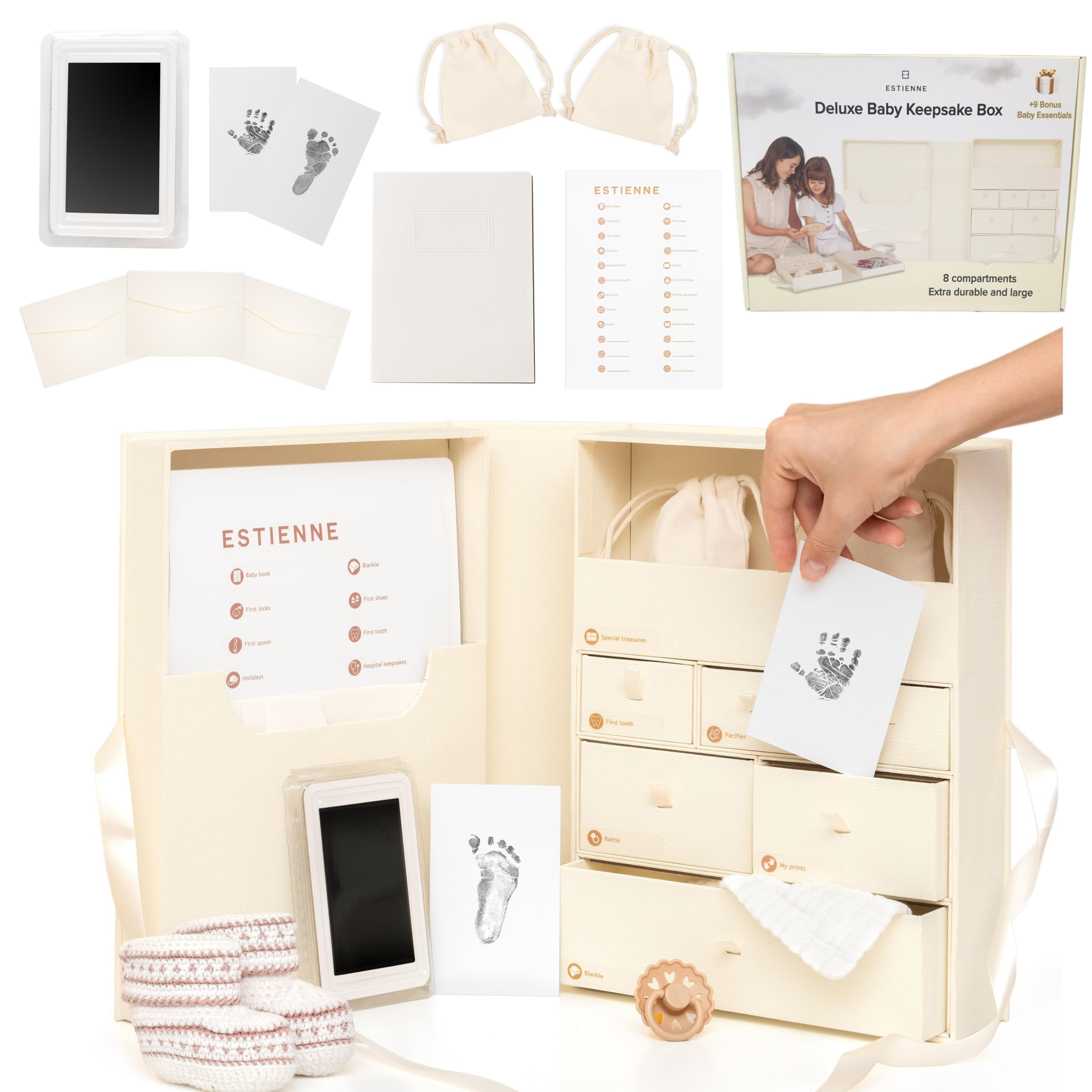 Estienne Large Light Yellow Modern Baby Keepsake Box Memory Box