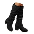 thumbnail image 3 of Knee-High Boots Fall Boot For Women Chunky Block High Heel Slouch Fashion Suede Boot Round Toe Side Zipper, 3 of 9
