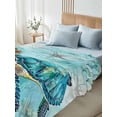 thumbnail image 4 of Turquoise Turtle Twim XL Size Flat Sheet, Wrinkleproof & Fadeproof Cooling Flat Bed Sheet Only, Farmhouse Coastal Starfish Seaweeds Breathable Soft Bedding Top Sheets 66 x 102 Inches, 4 of 8