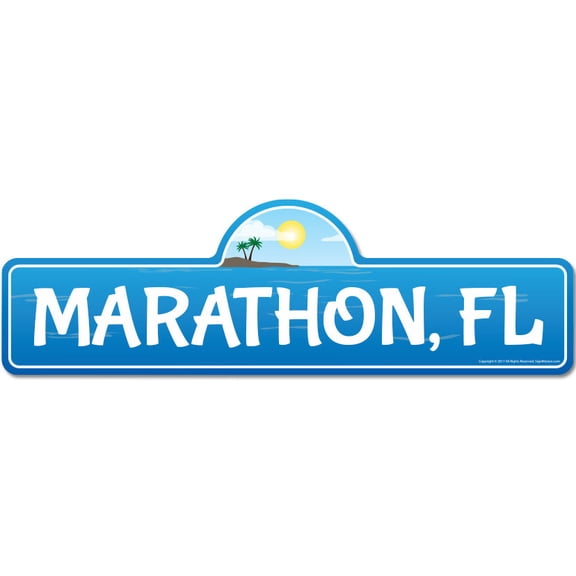 SignMission P-720 Marathon Fl 7 x 20 in. Beach Street Sign - Marathon, FL Florida
