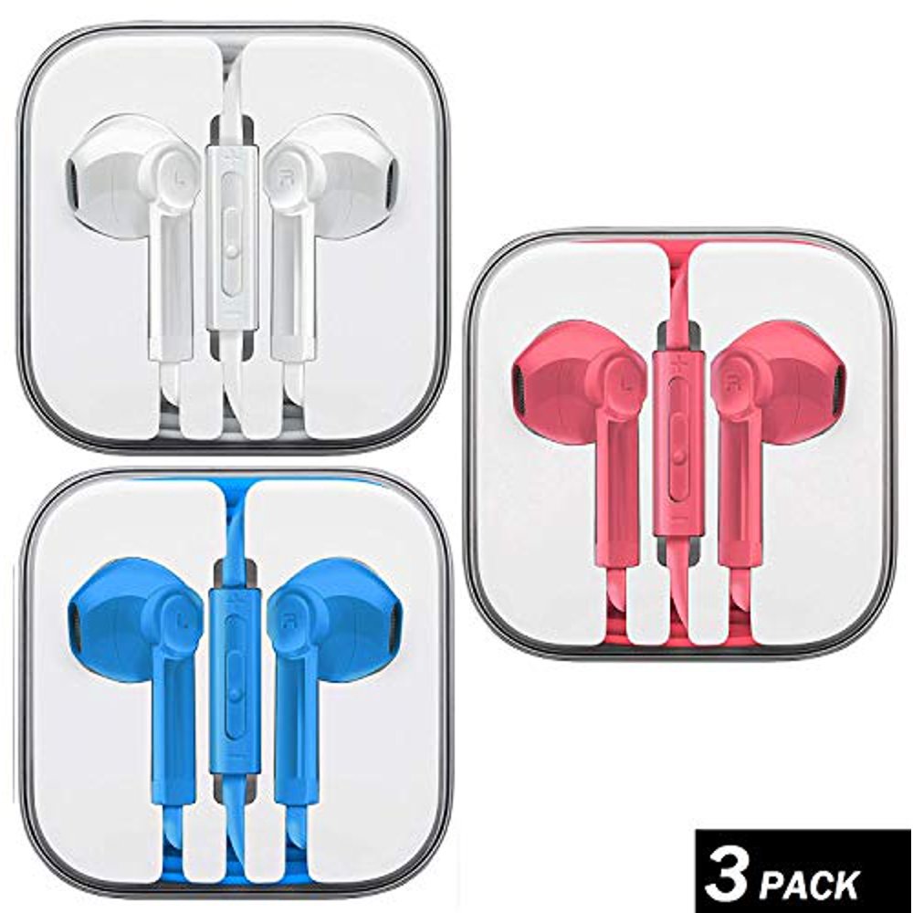 3Pack Premium Earphones/Earbuds/Headphones with Stereo Mic&Remote