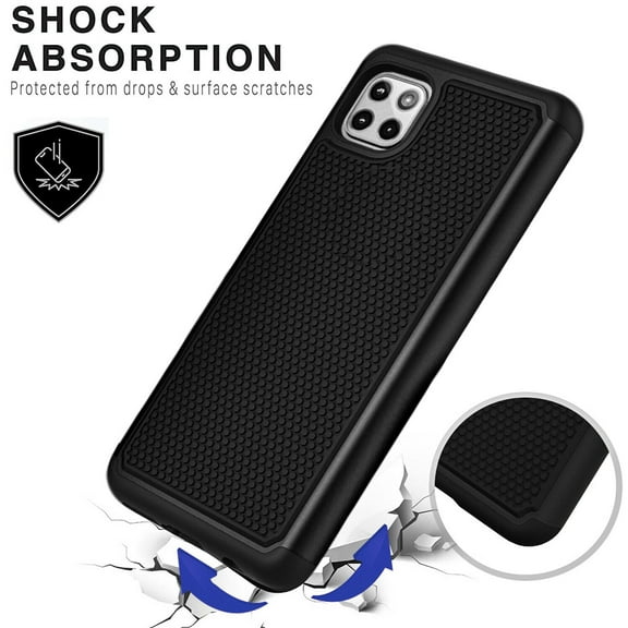 Samsung Galaxy A22 5G Phone Case, [Not Fit Samsung A21/A12/A20] Military Grade 6 Feet Drop Test Protection Dual Layer Cover-Black