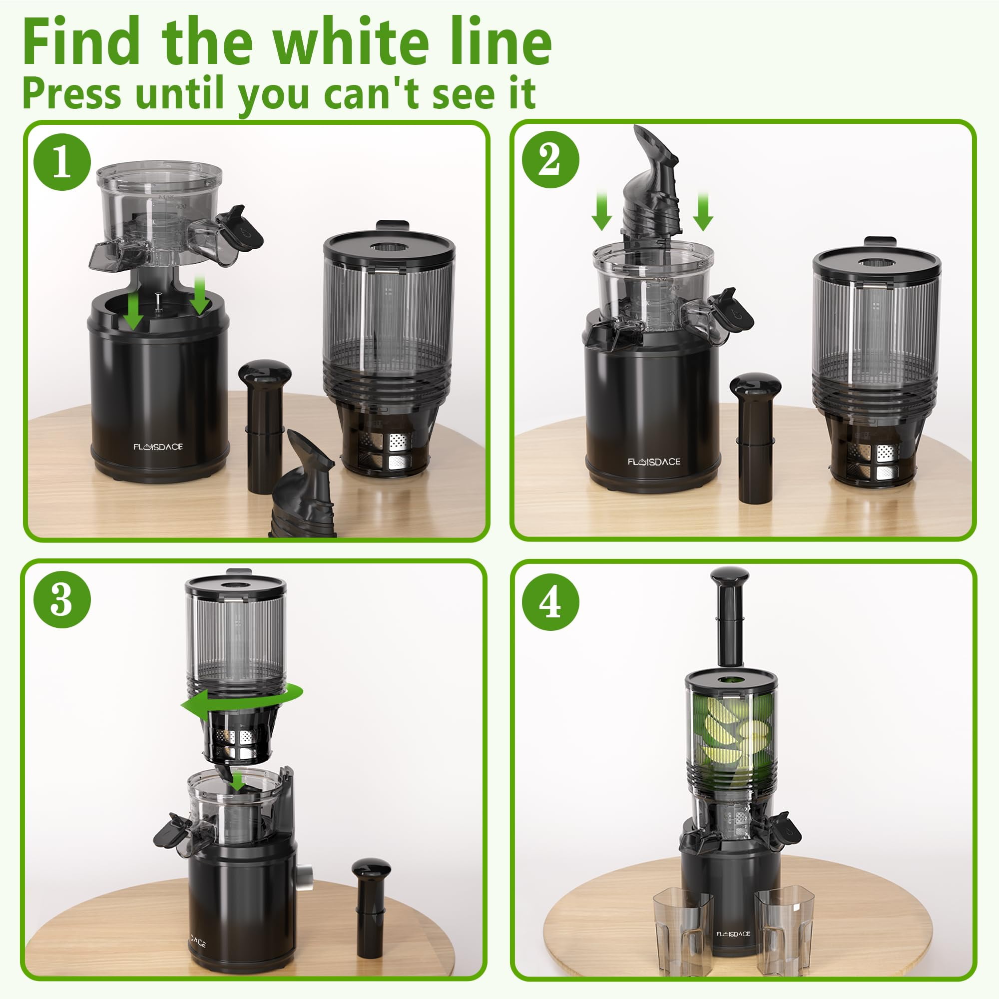 Cofiyard Cold Press Juicer Machine, Professional Slow Masticating Juicer, 6.5" Extra Wide Feed Chute, 351W Powerful AC Brushless Motor, for Whole Fruit and Vegetables, Silver