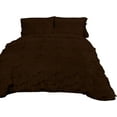 thumbnail image 2 of D.N.G. BEDDINGS 800 Thread Counts, 100% Egyptian Cotton, 550 GSM Microfiber filled Quilt Ruffled With Small Pom Pom Textured 3 Piece Oversized Super King Size Comforter Set, Chocolate, 2 of 6