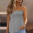 thumbnail image 2 of GXIPO Women's Plus Size Tube Tops Strapless Blouse Pleated Sleeveless Stretchy Sleeveless Flare Hem Tube Gray XL, 2 of 5