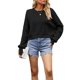 thumbnail image 2 of Suéter de Mujer de Otoño, Cuello Redondo, Tipo Murciélago, Estilo Pullover Negro L, 2 of 7