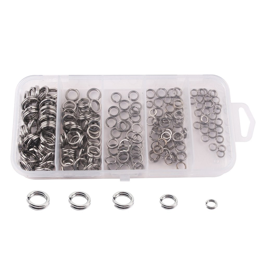 200Pcs Fishing Solid Stainless Steel Snap Split Ring Lure Tackle Connector US 