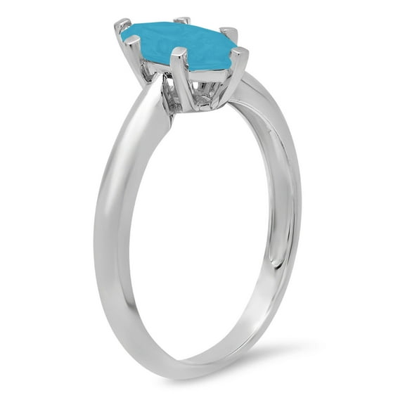 1.5 ct Marquise Cut Simulated Turquoise Solitaire Engagement Ring for Women in 14K White Gold