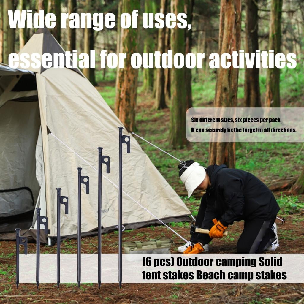 Yihuala Rustproofed Steel Tent Pegs Heavy Type Ground Anchors for Outdoor Camping Beach Backpacking Secure Stability
