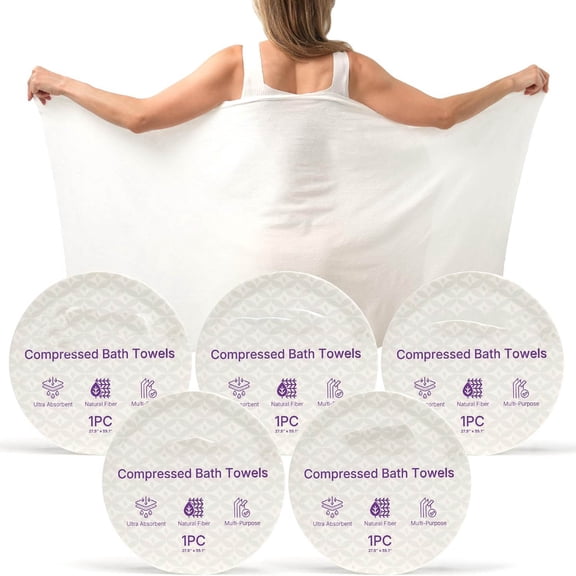 Compressed Bath Towel Tablets, Extra Large Disposable Bath Towels for Travel, Camping, Beach