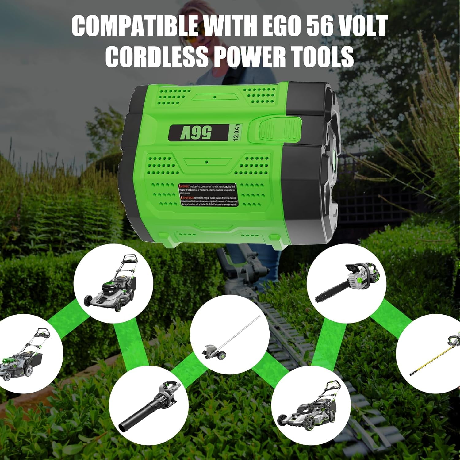 Enermall 56V 12000mAh Replacement Battery for EGO 56V Battery BA2800T Compatible with EGO 56 Volt Battery Tools Lawn Mower Leaf Blower