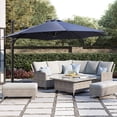 thumbnail image 6 of SHADE&FLAME 11 ft Deluxe Patio Offset Umbrella Aluminum Outdoor Cantilever Umbrella Hanging Umbrellas with Heavy Duty Base,Fade Resistant,Infinite Tilt,Blue, 6 of 9