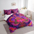 thumbnail image 3 of Homewish Purple Pink Damask Bedding Comforter Set 7-Piece, Western Rustic Hippie King Bedding Sets, Teens kids Adult Female Reversible Bed Sheets, Lightweight Room Decor, 3 of 7