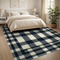 thumbnail image 3 of ODIKA 8'x10' Washable Area Rug Non-Shedding, Easy Care, Checkered Farmhouse Plaid Gingham Border Doormat Rag Layered Refined Structured for King Size Bedroom Under Bed, Master Suite, 3 of 7