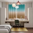 thumbnail image 5 of Teal Brown Ombre Kitchen Curtains 84 Inch Length, Turquoise Gradient Modern Abstract Art Grommet Top Bedroom Living Room Curtains, Light Filtering Cafe Curtain Drapes 2 Panels Set 104''x84'', 5 of 9