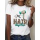 thumbnail image 1 of Women's Leopard Print "Hair Hustler" Graphic Tee - Casual Loose Fit T-Shirt with Hair Dryer & Scissors Design, Short Sleeve, Round Neck, Spring/Summer Essential for Home or Outings, Cas, 1 of 6