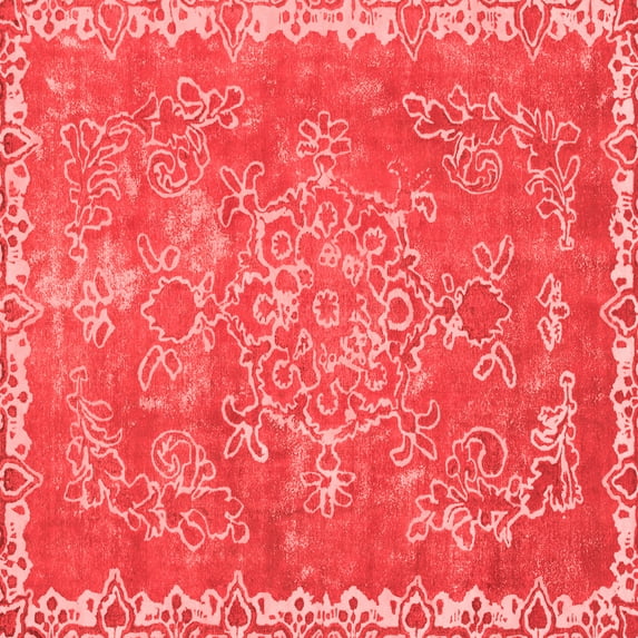 Ahgly Company Indoor Square Abstract Red Modern Area Rugs, 6' Square