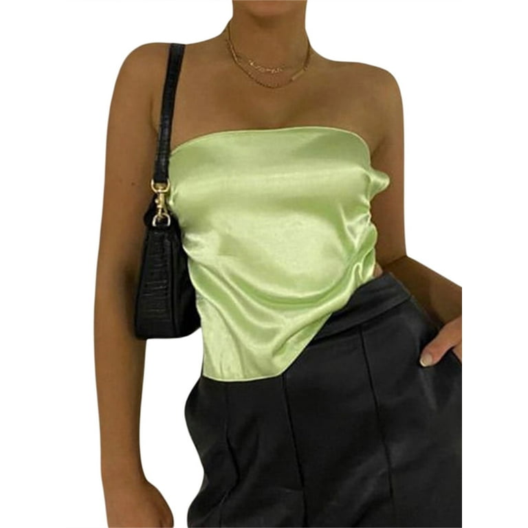 Solid Faux Leather Tie Back Hanky Style Halter Top