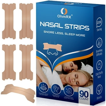 OhmRx Nasal Strips – Snoring & Nasal Congestion Relief, Allergy-Friendly Nose Strips, Tan, 90 Ct