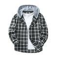 thumbnail image 2 of Fewfanhot Men's Shirts Plaid Shirts Long Sleeve Flannel Jacket Button-Down Shirt Jacket with Hood, 2 of 9