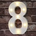 thumbnail image 1 of Decorative Led Light Up Number Letters, White Plastic Marquee Number Lights Sign Party Wedding Decor Battery Operated Number (8), 1 of 5